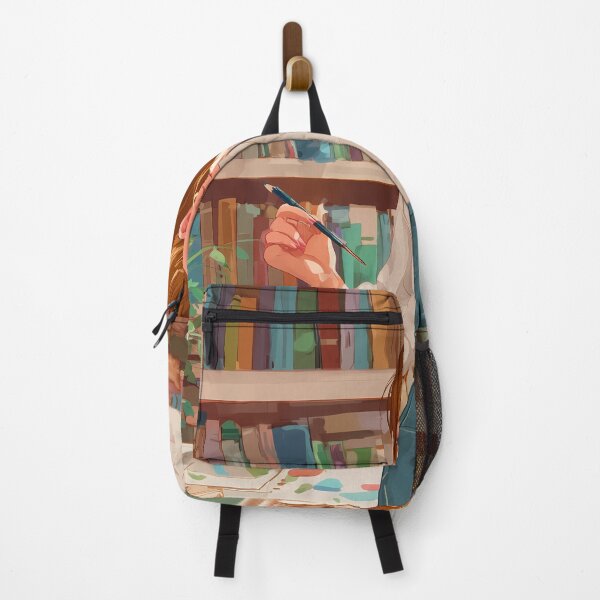 Item preview, Girl in Library with Books and Flowers designed and sold by Chytanka.