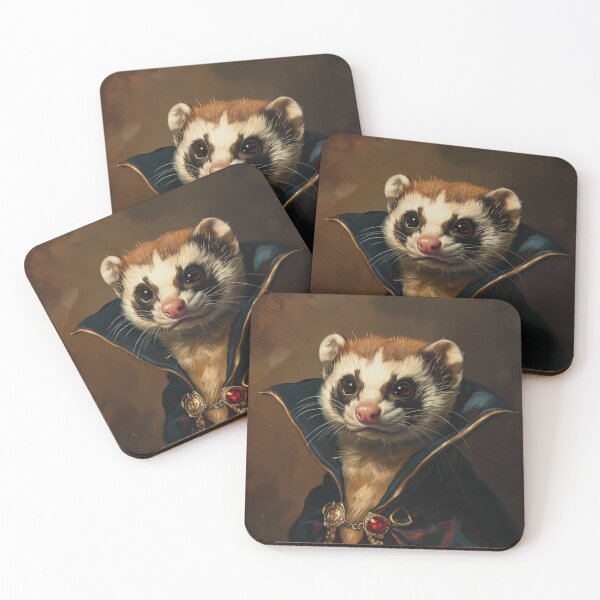 Item preview, Portrait of a Ferret Dressed as a Vampire – Cute Spooky Halloween Art designed and sold by baggycatsworld.