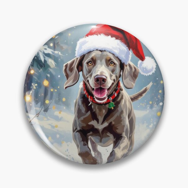 Item preview, Weimaraner Dog with Santa Hat in Snowy Woods designed and sold by Wags & Tails.