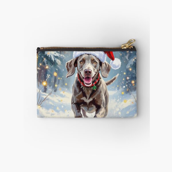 Item preview, Weimaraner Dog with Santa Hat in Snowy Woods designed and sold by Wags & Tails.