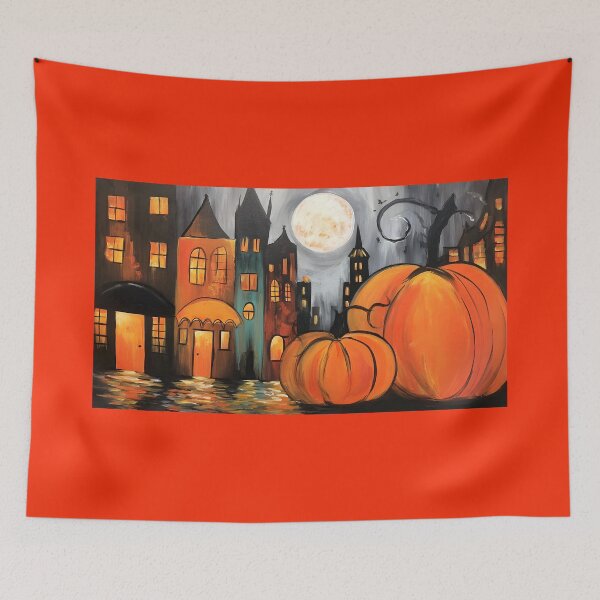 Item preview, Wander Through a Magical Urban Halloween Night with Glowing Pumpkins and Fairy-Tale Buildings designed and sold by OlfactoART Studio.