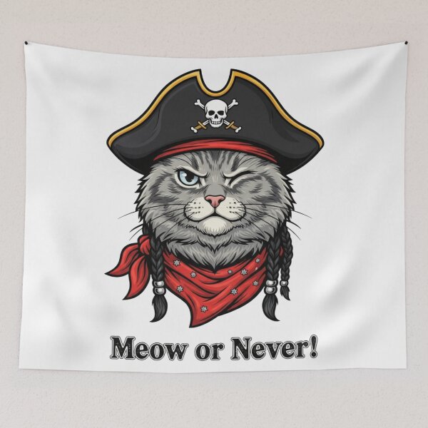Item preview, Meow or Never – Pirate Cat Design designed and sold by Iuqiune.