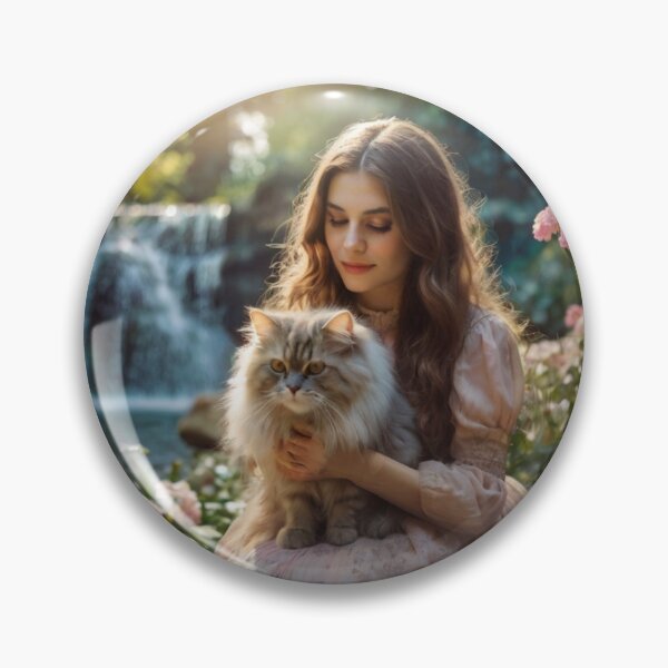 Item preview, Lady and Cat in Enchanted Garden Scene designed and sold by BlareBlare.