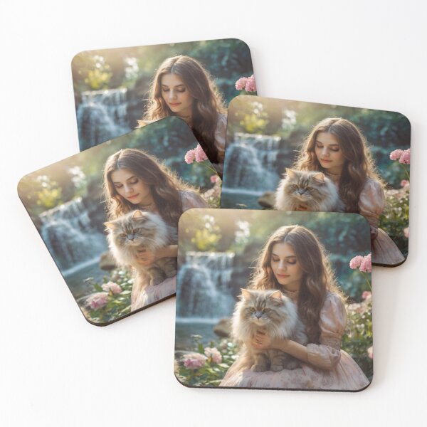 Item preview, Lady and Cat in Enchanted Garden Scene designed and sold by BlareBlare.