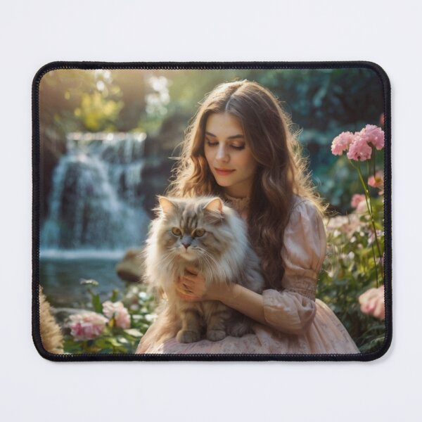 Item preview, Lady and Cat in Enchanted Garden Scene designed and sold by BlareBlare.
