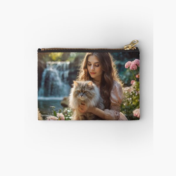 Item preview, Lady and Cat in Enchanted Garden Scene designed and sold by BlareBlare.