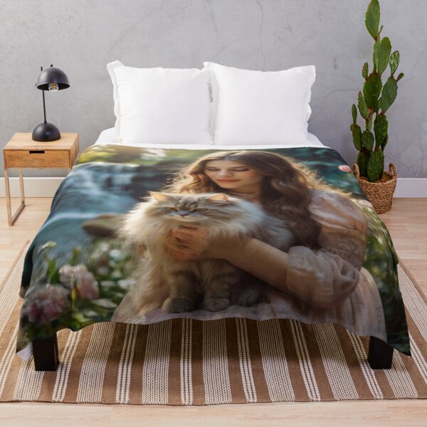 Item preview, Lady and Cat in Enchanted Garden Scene designed and sold by BlareBlare.
