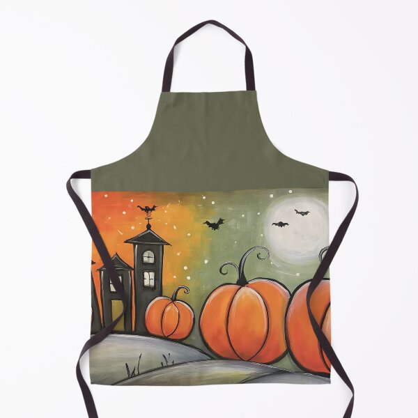Item preview, Celebrate a Spooky Halloween with Oversized Pumpkins and a Haunted House Beneath a Glowing Sky designed and sold by OlfactoART Studio.