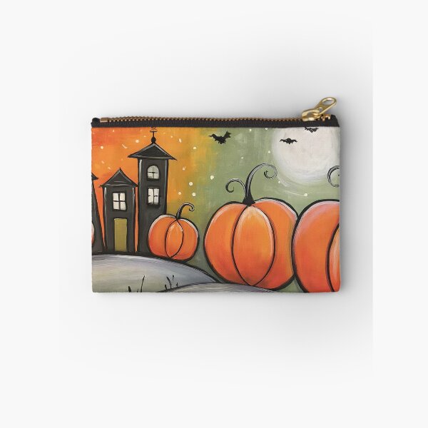 Item preview, Celebrate a Spooky Halloween with Oversized Pumpkins and a Haunted House Beneath a Glowing Sky designed and sold by OlfactoART Studio.