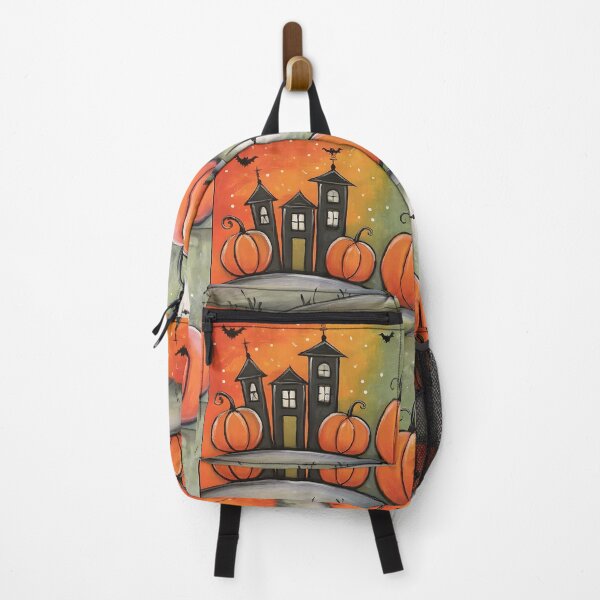Item preview, Celebrate a Spooky Halloween with Oversized Pumpkins and a Haunted House Beneath a Glowing Sky designed and sold by OlfactoART Studio.