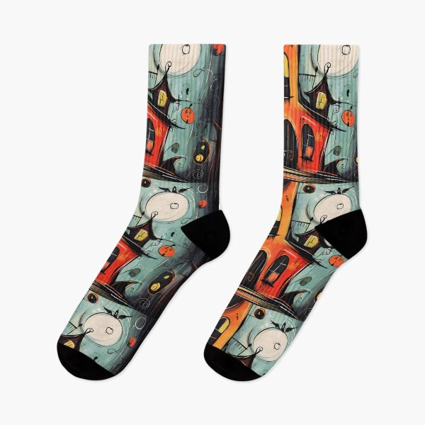 Item preview, Crooked House on a Moonlit Night with Flying Bats and Grinning Jack-o-Lanterns designed and sold by OlfactoART Studio.