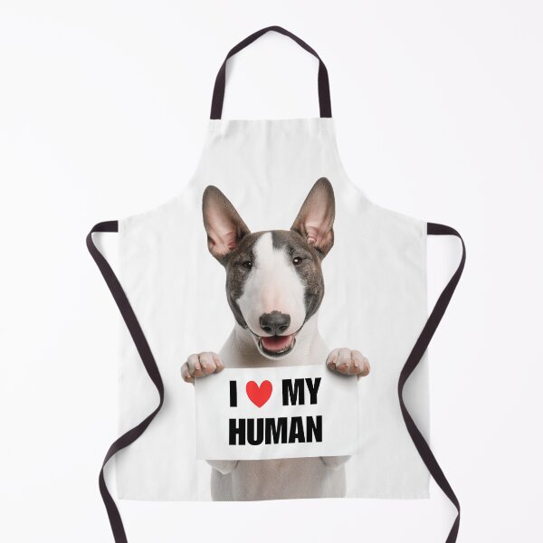 Item preview, Cute Miniature Bull Terrier dog with Signboard I love my Human designed and sold by LazyOwlStore.