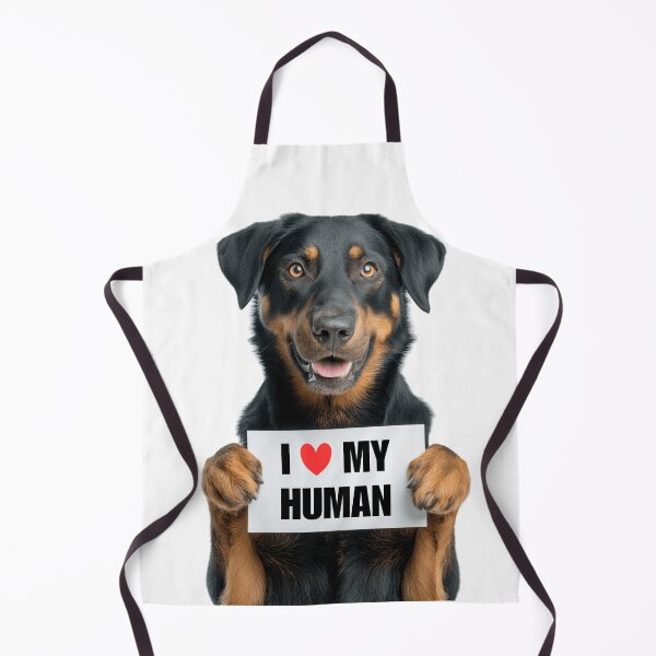 Item preview, Cute Beauceron dog with Signboard I love my Human  designed and sold by LazyOwlStore.
