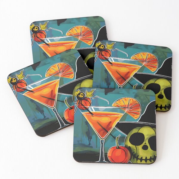 Item preview, Raise a Halloween Toast with Vibrant Cocktail Jack-o-Lantern and Whimsical Witch Hat designed and sold by OlfactoART Studio.