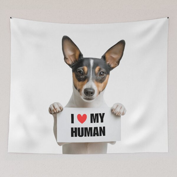 Item preview, Cute Toy Fox Terrier dog with Signboard I love my Human  designed and sold by LazyOwlStore.