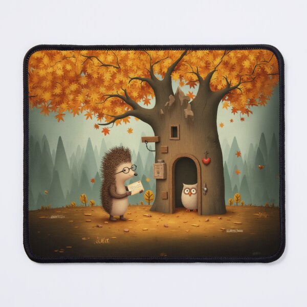 Item preview, Autumn Mail Delivery – Hedgehog & Owl designed and sold by Whimsical Hug.