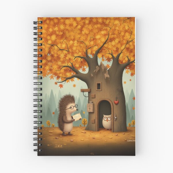 Item preview, Autumn Mail Delivery – Hedgehog & Owl designed and sold by Whimsical Hug.