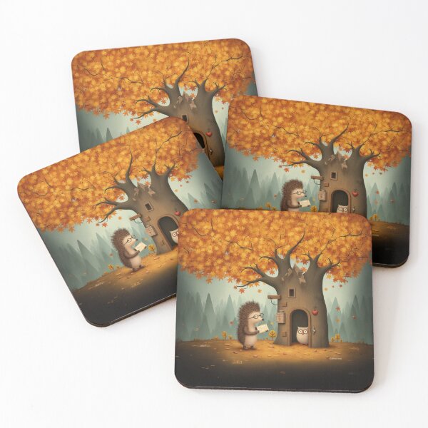 Item preview, Autumn Mail Delivery – Hedgehog & Owl designed and sold by Whimsical Hug.
