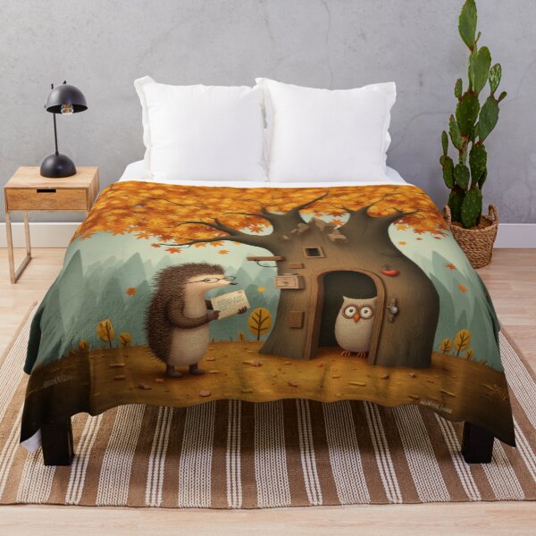 Item preview, Autumn Mail Delivery – Hedgehog & Owl designed and sold by Whimsical Hug.