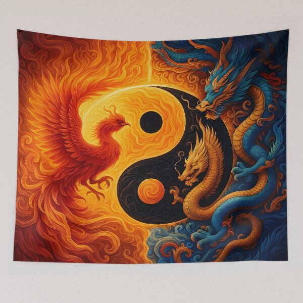 Item preview, Yin Yang Phoenix and Dragon designed and sold by Kaleidoscope Print.
