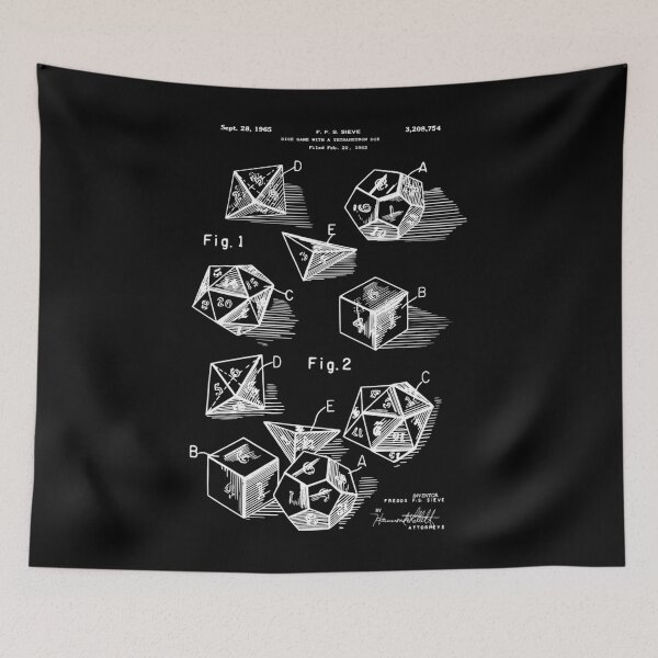 Item preview, D20 Role Playing Dice Set Patent Prints 1999 designed and sold by SolomonGarment.
