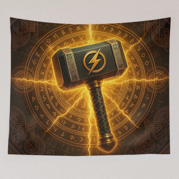Item preview, Lightning Rune Hammer designed and sold by Kaleidoscope Print.