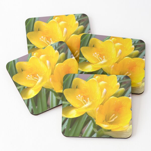 Item preview, Yellow Freesia Flowers with Green Foliage designed and sold by Be Captured by Brittany Emma.
