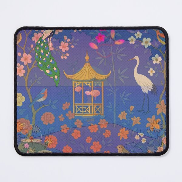 Item preview, Purple Blue 3D Chinoiserie Garden by Moonlight — Enchanted Night of Lanterns and Birds designed and sold by Sugar Wisdom .