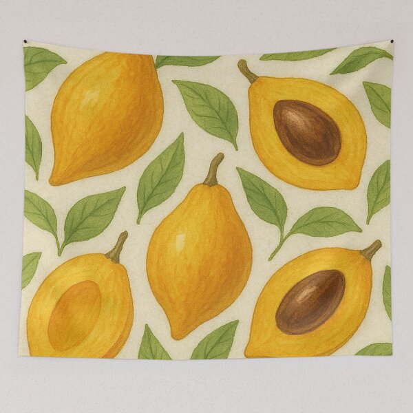 Item preview, Yellowish egg fruit canistel watercolor pattern textured paper designed and sold by cutsypatterns.