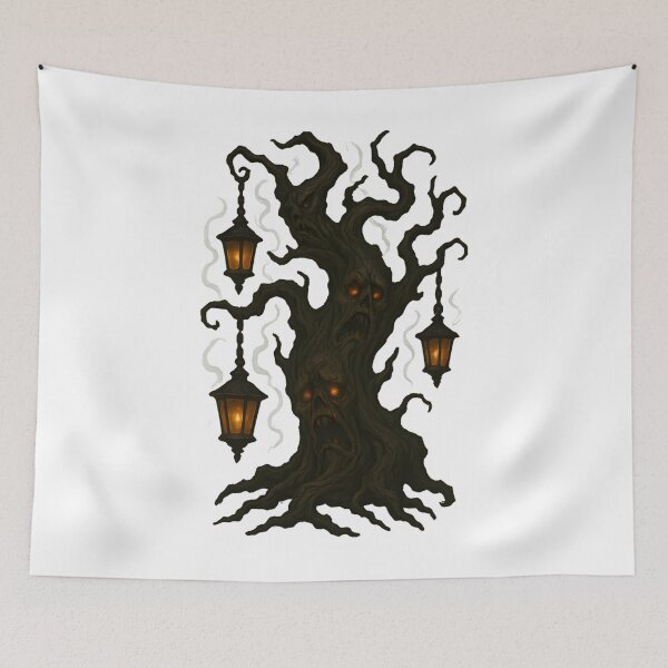 Item preview, Haunted Halloween Tree With Spooky Faces designed and sold by UniqueBartell.
