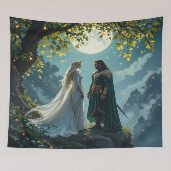 Item preview, Moonlit Elegance – Two elfin souls in cinematic grace between forest light and royal silence designed and sold by FotoworldEdel.