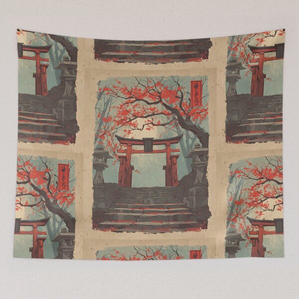 Item preview, Peaceful Shinto Shrine Art designed and sold by bapupa.