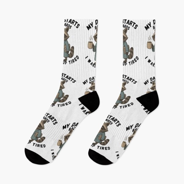 Item preview, My Day Starts Backwards I Wake Up Tired and Go To Bed Wide Awake – Funny Raccoon Coffee Design designed and sold by Lunaria Arts.
