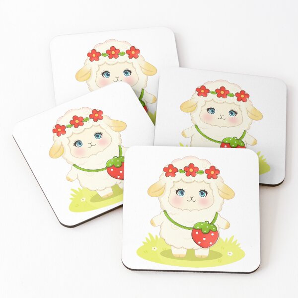 Item preview, Kawaii Sheep with Strawberry Handbag – Cute T-Shirt, Sticker & Baby Clothes designed and sold by Iqrapixels.