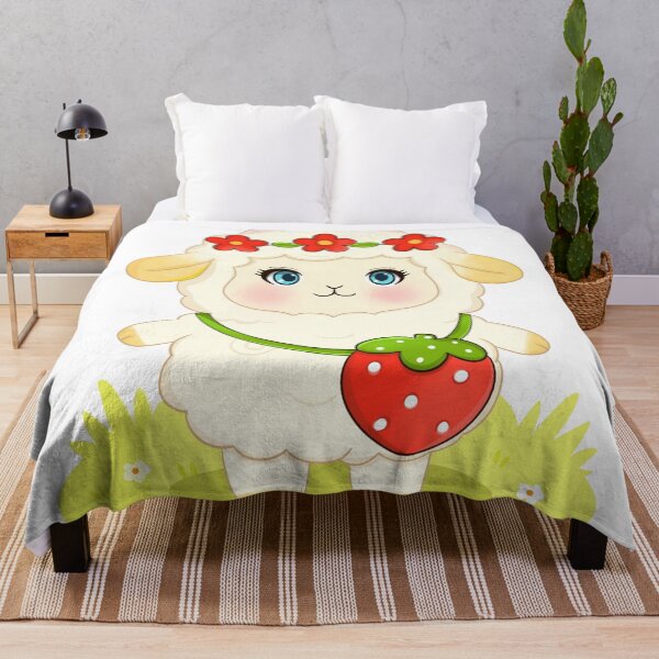 Item preview, Kawaii Sheep with Strawberry Handbag – Cute T-Shirt, Sticker & Baby Clothes designed and sold by Iqrapixels.