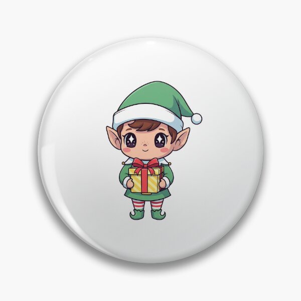 Item preview, Cute Kawaii Christmas Elf with Gift designed and sold by istoriadesign.