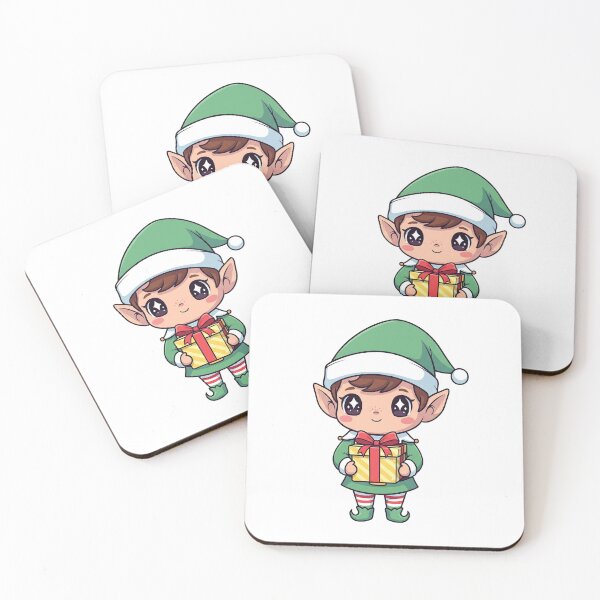 Item preview, Cute Kawaii Christmas Elf with Gift designed and sold by istoriadesign.