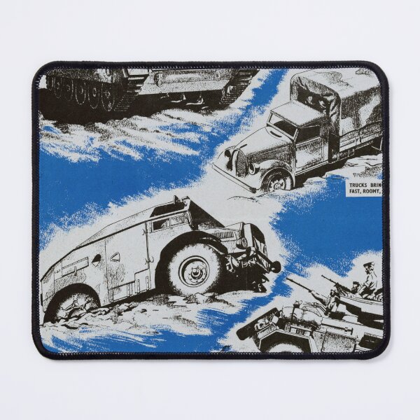 Item preview, Vintage WWII British War Savings Poster | Mechanized Army Art | Monochrome Blue & Black Military Vehicles Print designed and sold by artofuniverse.