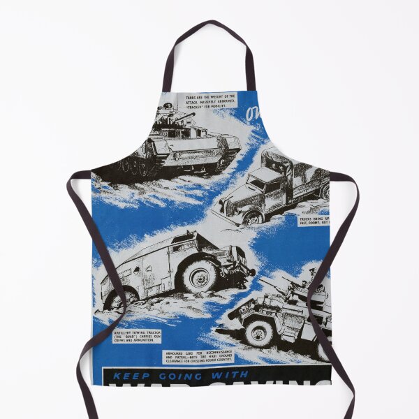 Item preview, Vintage WWII British War Savings Poster | Mechanized Army Art | Monochrome Blue & Black Military Vehicles Print designed and sold by artofuniverse.