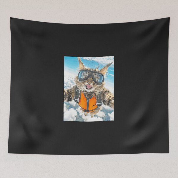 Item preview, Cat-Funny-Sky-Diving-Parachuting-Men-Women-Kids designed and sold by nadelqljoe.
