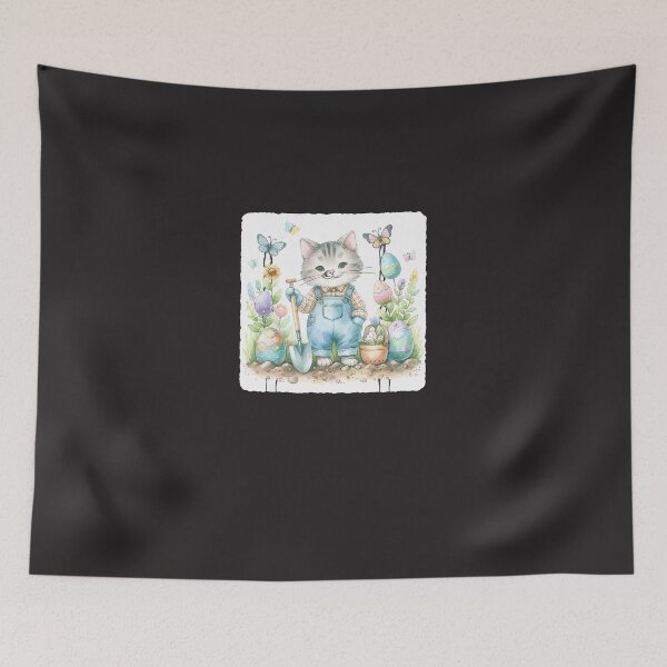 Item preview, Cat-Gardener-In-Overalls-Planting-Holiday-Egg-Flower-Bed designed and sold by broxohnase.