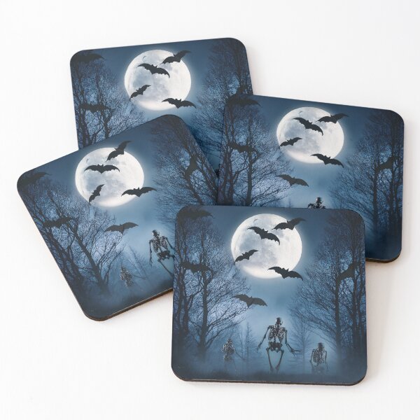 Item preview, Bats and scary skeletons under a full moon designed and sold by Photopat.