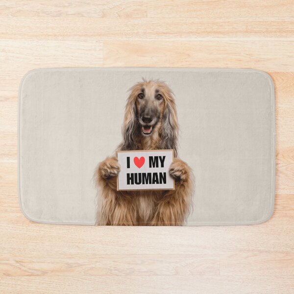 Item preview, Cute Afghan Hound dog with Signboard I love my Human designed and sold by LazyOwlStore.