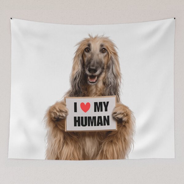 Item preview, Cute Afghan Hound dog with Signboard I love my Human  designed and sold by LazyOwlStore.