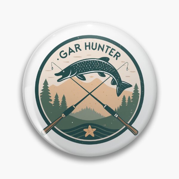 Item preview, Gar Hunter Vintage Fishing Badge – Alligator Gar Silhouette Retro Emblem Design designed and sold by VividOrganica.
