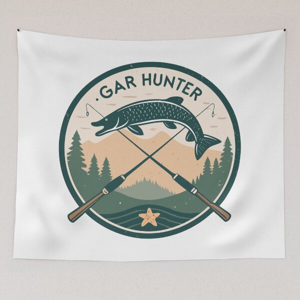 Item preview, Gar Hunter Vintage Fishing Badge – Alligator Gar Silhouette Retro Emblem Design designed and sold by VividOrganica.