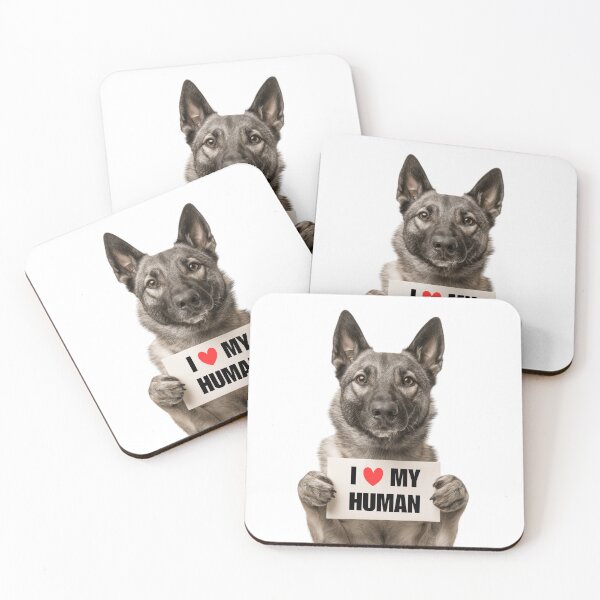 Item preview, Cute Norwegian Elkhound dog with Signboard I love my Human  designed and sold by LazyOwlStore.