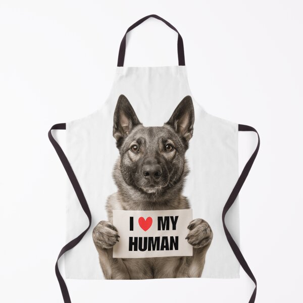 Item preview, Cute Norwegian Elkhound dog with Signboard I love my Human designed and sold by LazyOwlStore.