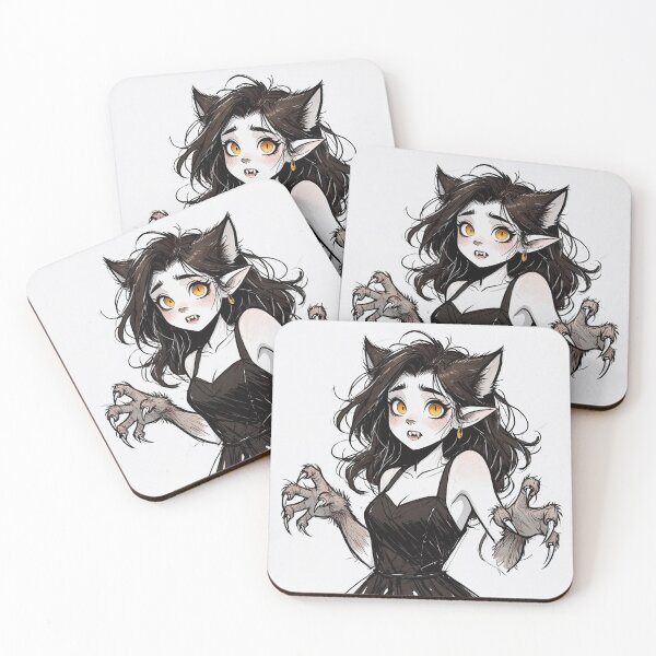 Item preview,  Cute little werewolf girl illustration designed and sold by Vintage Designs +.