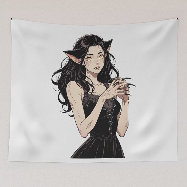Item preview, Cute yet beautiful fiery werewolf girl illustration designed and sold by Vintage Designs +.